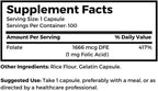 Dr. Clark Folic Acid (Vitamin B9) Supplement – 1mg, 100 Gelatin Capsules, Essential B Vitamin for Daily Health