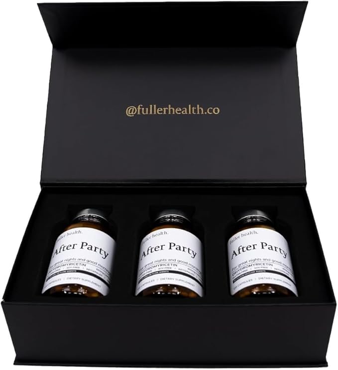 Fuller Health After Party DHM Dihydromyricetin Supplement | Supports Liver, Metabolism, Energy Levels, Post-Celebration Relief | Feel Refreshed, 650mg Per Pill | 3 Bottles, 72 Servings