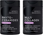 Sports Research® Supplements for Women Pack - Phytoceramides 350mg for Healthy Skin and Hydration + Biotin-Infused Collagen Peptides Complex