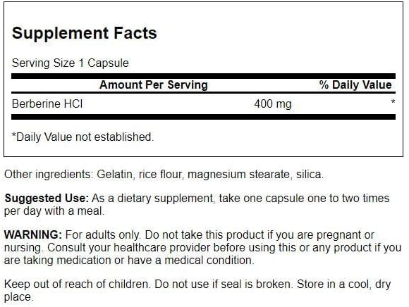 Swanson Berberine HCl Cardiovascular and Metabolic Health Supplement for Health-Conscious Adults - Non-GMO, Vegan, Gluten-Free (60 Vegan Capsules, 400 mg Each, 3 Pack)