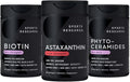 Sports Research® Healthy Skin and Hair Support - Vegan Biotin 10,000mcg with Coconut Oil, Triple Strength Astaxanthin 12mg, and Phytoceramides 350mg per Softgel · Non-GMO · Vegan · Gluten-Free