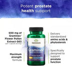 Swanson Maximum Strength Graminex Flower Pollen Extract - Supports Prostate Health, Urinary Tract Function, and Kidney Health - Mens Health Supplement - (60 Capsules, 500mg Each) (3 Pack)