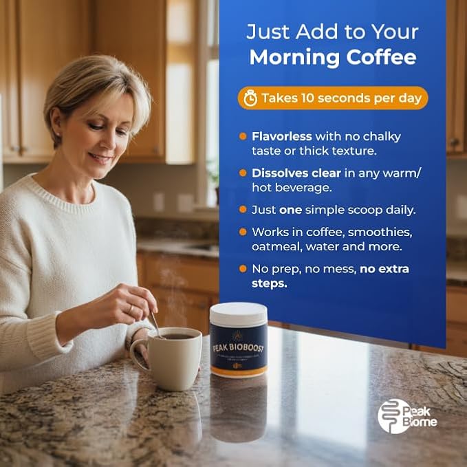 Peak BioBoost - Prebiotic Fiber Supplement - Flavorless Digestive Nutritional Supplements - Easy to Dissolve Prebiotic Powder - No Gluten, Soy or Dairy - 1 Month Supply - 30 Servings