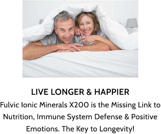 Optimally Organic Water Extracted Fulvic Ionic Minerals X200 - Patented BioActive Fulvic Acid, Humic Acid, Trace Minerals, Electrolytes & Essential Amino Acids - 5+ Month Supply