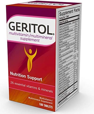 Geritol Multi-Vitamin Nutritional Support Tablets, Balance of 26 Essential Vitamins and Minerals, 100-Count Bottles (Pack of 2)