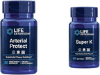 Life Extension Arterial Protect Blood Pressure Support with Gotu Kola & Pycnogenol Pine Bark Extracts Bundle with Super K Vitamin K1 K2 MK-7 MK-4 Vitamin C Bone & Arterial Health