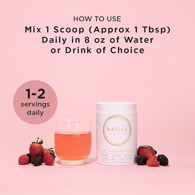 Daily Gut Health Powder 6-in-1 All Natural Supplement, Slippery Elm, L Glutamine, Lemon Balm with PepZinGI - Bloat & Gas Relief, GI Lining Repair, IBS Support - Mixed Berry, 30 Servings