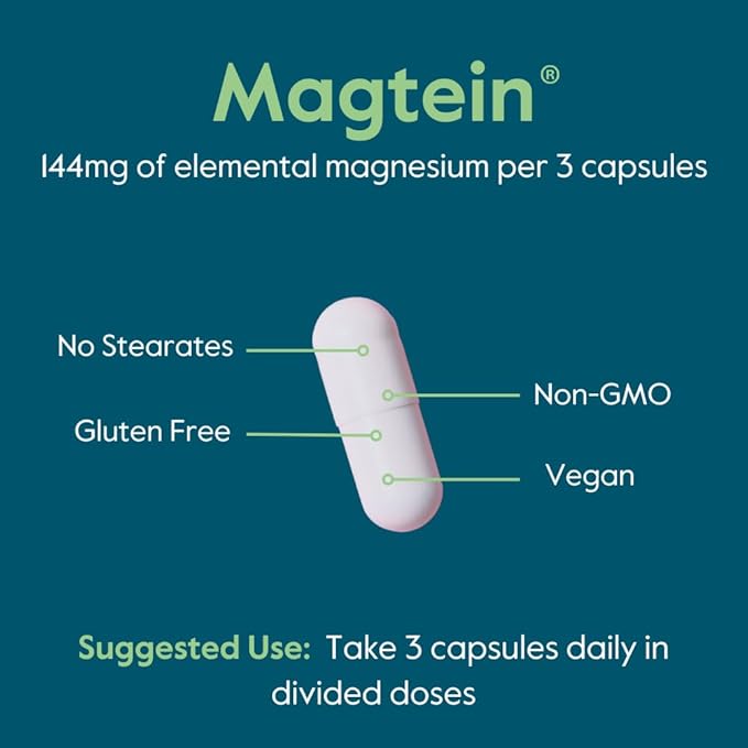 BESTVITE Magtein Magnesium L-Threonate Capsules - 2000mg per Serving (240 Vegetarian Capsules) (120 x 2)- Patented and Bioavailable Magnesium - No Stearates - Vegan - Non GMO - Gluten Free
