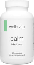 Well+vita Calm Supplement for Relaxation,Sleep & Daytime Zen with Magnesium Glycinate and Taurate, L-Theanine, Passion Flower, Lemon Balm, Taurine (90 Veggie Capsules)