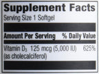 Amazon Elements Vitamin D3, 5000 IU, 180 Softgels, 6 Month Supply (Packaging May Vary), Supports Strong Bones and Immune Health (Pack of 2)