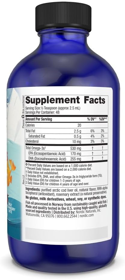 Nordic Naturals Children’s DHA, Strawberry - 4 oz for Kids- 530 mg Omega-3 with EPA & DHA - Brain Development & Function - Non-GMO - 48 Servings