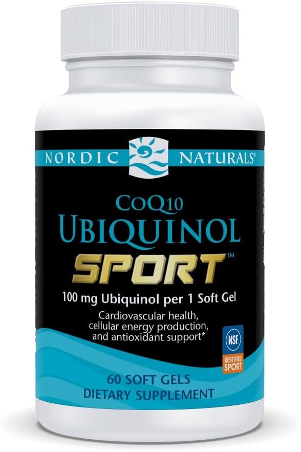 Nordic Naturals Nordic CoQ10 Ubiquinol Sport - 60 Mini Soft Gels - 100 mg Ubiquinol - Heart Health, Physical Performance, Cellular Energy Production - Non-GMO - 60 Servings