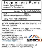 MAAC10 NMN Supplement 250mg Capsules - Genuine NMN Nicotinamide Mononucleotide NAD+ Supplement, Stabilized Form, Pairs Well with Trans-Resveratrol (30 x 250mg Capsules).