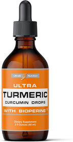 Ultra6 Nutrition Liquid Turmeric Curcumin Extract with Black Pepper - Turmeric Drops with Bioperine - Easy-to-Take Supplements Made in USA (60ml)