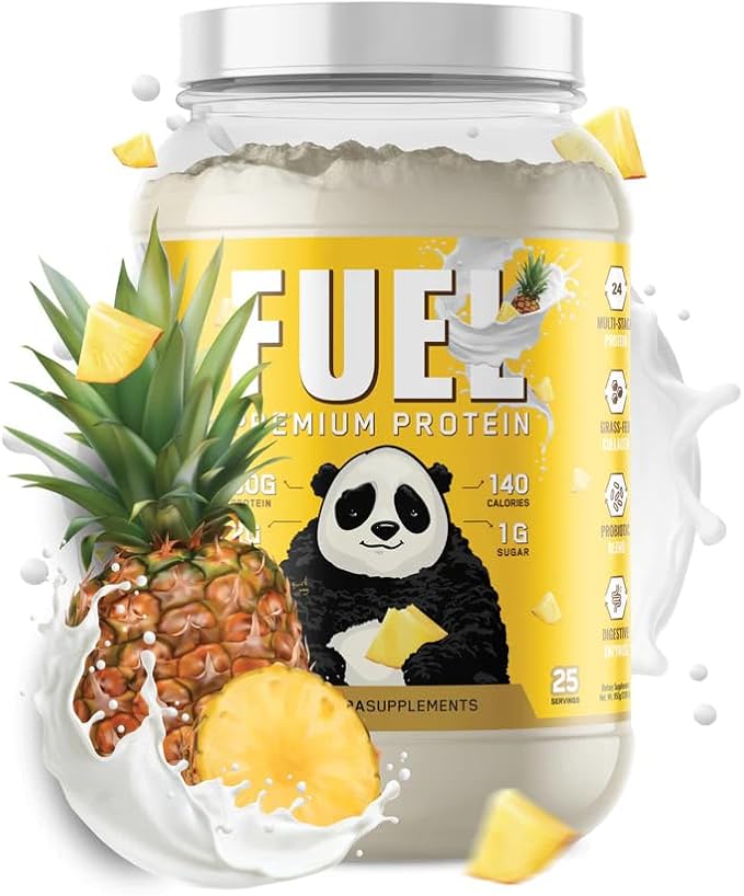 Underground Bio Labs Panda Fuel Premium Protein Whey,Hydrolyzed Collagen,Casein,Probiotics, Enzymes, Keto Friendly,Time Release, 25 Servings (2.5 Pound, Pineapple Whip)