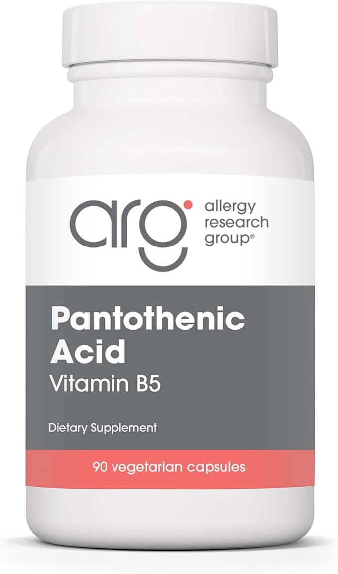 Allergy Research Group ARG Pantothenic Acid - 500 mg Vitamin B5 - Supports Metabolism & Adrenal Gland - Vegetarian Capsules - Hypoallergenic Formula - 90 Servings - 90 Count
