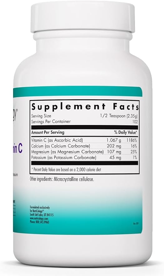 Allergy Research Group Nutricology Buffered Vitamin C Powder - Calcium, Magnesium, Potassium, Ascorbic Acid, Bowel Tolerance, High-Purity, High Dose, Calcium Carbonate - 8.5 Oz