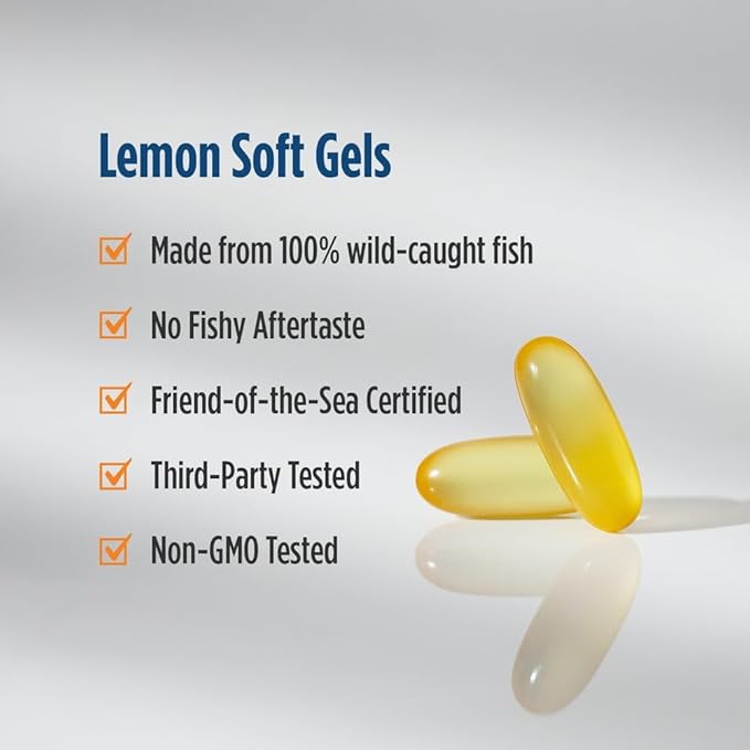 Nordic Naturals Omega-3D, Lemon Flavor - 60 Soft Gels - 690 mg Omega-3 + 1000 IU Vitamin D3 - Fish Oil - EPA & DHA - Immune Support, Brain & Heart Health, Healthy Bones - Non-GMO - 30