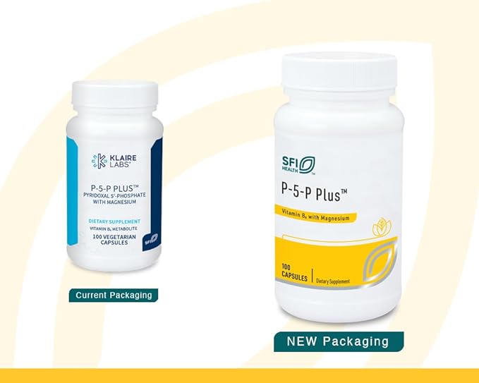 Klaire Labs SFI Health P-5-P Plus Magnesium - 30 Milligrams of Bioactive Vitamin B6 Pyridoxal-5-Phosphate with TRAACS Magnesium, Hypoallergenic (100 Capsules)
