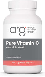 Allergy Research Group ARG Pure Vitamin C - 2 g Ascorbic Acid - Antioxidant & Immune System Support - Unbuffered Supplement - Hypoallergenic - 50 Servings - 100 Capsules