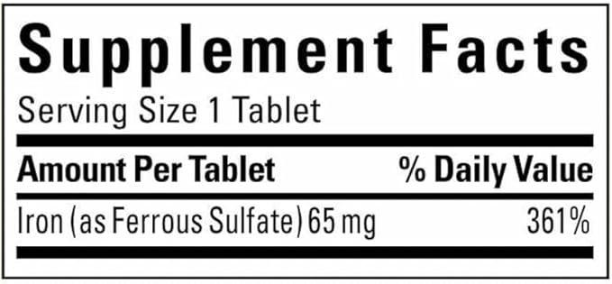 Nature Made Iron 65 mg 365 Tablets (325 mg Ferrous Sulfate), Dietary Supplement for Red Blood Cell Support, 365 Tablets, 365 Day Supply- Bundled with nalkotSupliments Guide