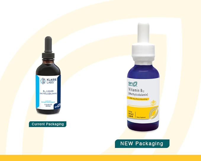 Klaire Labs SFI Health Vitamin B12 Liquid Drops 1mg - Methyl B12 Drops, 1000mcg Active Methylcobalamin - Liquid Delivery for Efficient Absorption - Hypoallergenic (30ml / 1 fl oz)