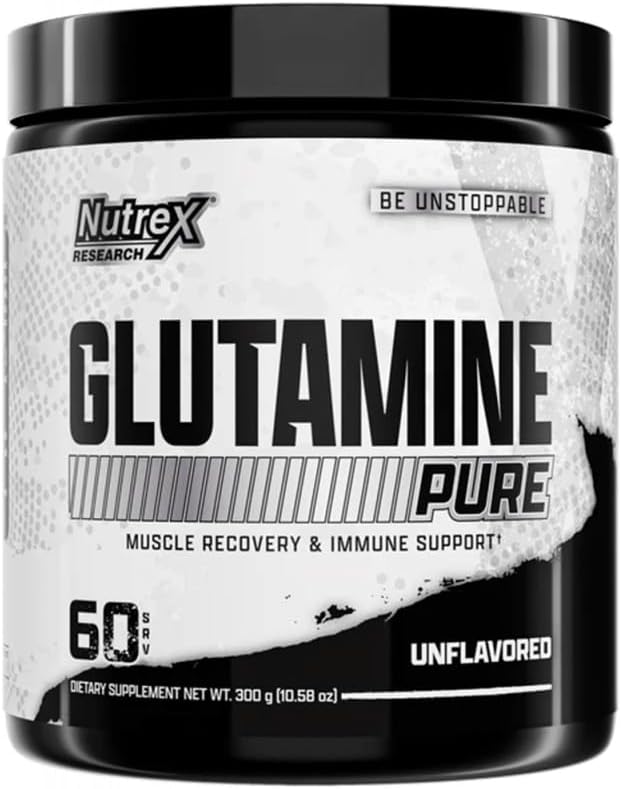 Nutrex Research L-Glutamine Powder Supplement - 60 Serving - Pure Unflavored, Non-GMO & Gluten Free | No Clumps!