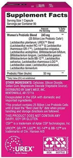 Member's Women's Daily Probiotic Capsules, 25 Billion Cells Vegetarian Probiotics for Digestive Health (90 ct.) with Taha Sticker