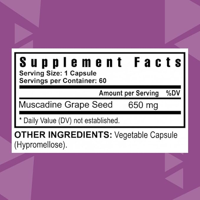 Youngevity Premium Muscadine Grape Seed - 650 mg - Nature's Pearl Antioxidant Superfood - Rich in Resveratrol, Ellagic-Acid, Quercetin, Anthocyandins, and More - 60 Servings