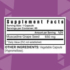 Youngevity Premium Muscadine Grape Seed - 650 mg - Nature's Pearl Antioxidant Superfood - Rich in Resveratrol, Ellagic-Acid, Quercetin, Anthocyandins, and More - 60 Servings