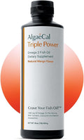 ALGAECAL Triple Power Omega 3 Fish Oil - EPA DHA Omega 3 Supplement 1200mg, Liquid Fish Oil with Turmeric Curcumin & Astaxanthin, Joint Support & Inflammation Relief, Mango Flavor, 16 oz