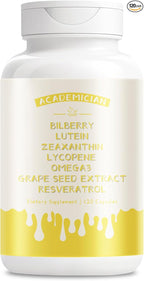 Omega 3 Fish Oil Supplements with Lutein Zeaxanthin Bilberry Vitamins Capsules Grape Seed Extract Supplement - 120 Count
