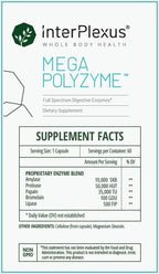 InterPlexus Mega-Polyzyme - Full Spectrum Vegetarian Digestive Enzymes with Bromelain for Gastrointestinal Support - Gluten Free, Dairy Free, Soy Free - 60 Capsules (60 Servings)