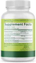 BESTVITE Curcumin 1000mg per Tablet (Turmeric Extract)(120 Tablets) Featuring Clinically Studied Curcumin C3 Complex® & BioPerine® - Standardized to 95% Curcuminoids - Vegan - Non GMO - Gluten Free