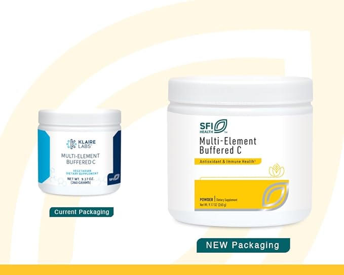 SFI Health Klaire Labs Multi-Element Buffered C Powder with Quercetin Bioflavonoid & L-Glutathione to Support Antioxidant Protection, Hypoallergenic & Gentle on Stomach (65 Servings, 260 Grams)