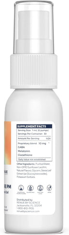 Renue By Science Restore PM | Liposomal Melatonin GABA Supplement Spray | 30ml Spray with Melatonin Glutathione & GABA 10mg - Sleep Aid Melatonin | Non-GMO | Made in The USA & Third Party Tested