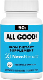 NovaFerrum All Good | Iron Capsule Supplements for Adults | Anemia | 50mg of Iron | 30 Servings | Sugar Free