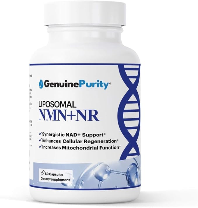 Liposomal NMN + NR Supplement - 60 Vegan Capsules to Support Cellular Health, Energy & NAD+ Levels - USA Made, Non-GMO, Gluten Free
