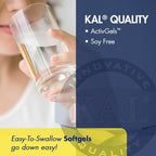 KAL Calcium Plus Softgels - 1000mg per Serving, Calcium, Magnesium, Zinc, & D3 Supplement, for Men and Women - 200 Count Softgels