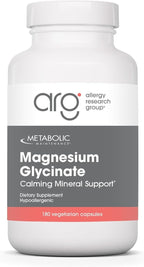 Metabolic Maintenance Magnesium Glycinate - Pure Magnesium Glycinate Powder Capsules with Vitamin C, Chelated Mag for Sleep Health and Calm, 125 mg Mag Bisglycinate - 180 Capsules