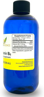 Liquid Vitamin B6 Drops 8 Fl Oz – Large Bottle High Absorption Pyridoxine for Energy Mood Nervous System Support – Vegan Non-GMO Alcohol Free B6 Supplement – Better Than Capsules Pills