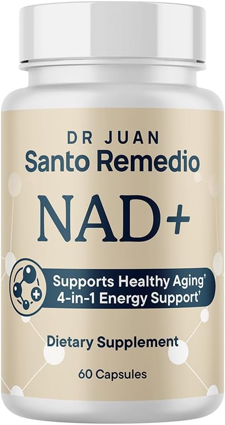 Santo Remedio NAD+ Supplement, Helps Support Healthy Aging and Cellular Health, 4 in 1 Energy Support, Made with Vitamin B12, NAD+, Guarana, and Spermidine, 30 Servings