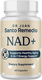 Santo Remedio NAD+ Supplement, Helps Support Healthy Aging and Cellular Health, 4 in 1 Energy Support, Made with Vitamin B12, NAD+, Guarana, and Spermidine, 30 Servings