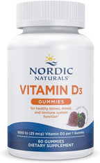 Nordic Naturals Vitamin D3 Gummies, Wild Berry - 60 Gummies - 1000 IU Vitamin D3 - Great Taste - Healthy Bones, Mood & Immune System Function - Non-GMO - 60 Servings