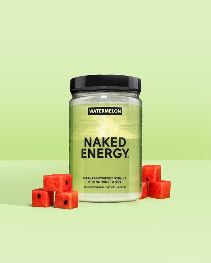 NAKED Watermelon Energy - Clean Pre Workout Supplement for Men and Women, NSF Certified, Vegan Friendly, No Added Sweeteners, Colors Or Flavors - 30 Servings