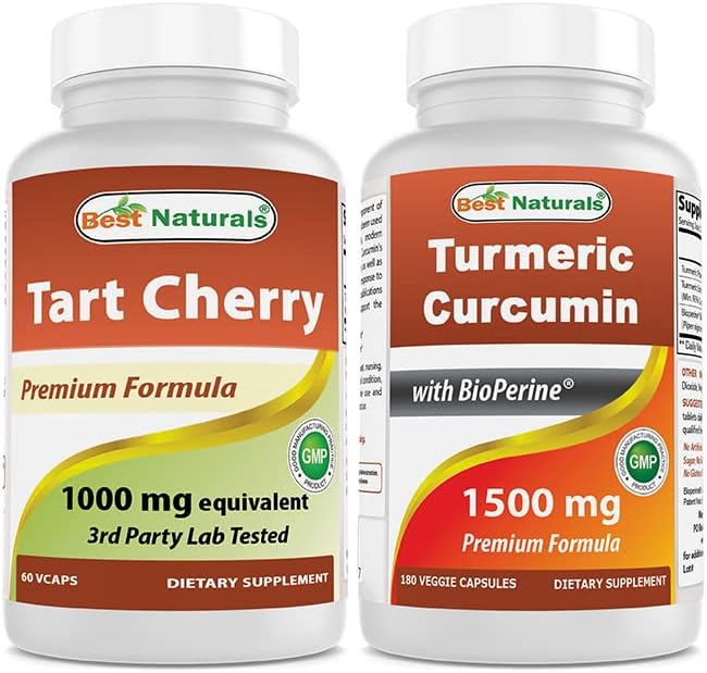 Tart Cherry Extract 1000 mg & Turmeric Curcumin 1500mg/Serving with Bioperine