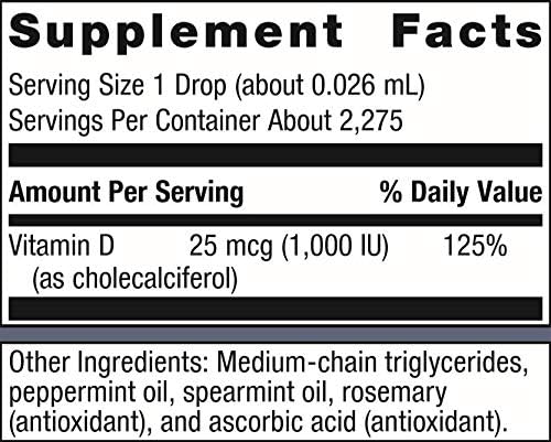 Metagenics MetaKids Vitamin D3 1000 IU Liquid Drops - Supports Bone, Teeth & Immune Health* - High-Absorption, Unflavored Vitamin D3 for Kids* - Non-GMO, Gluten-Free - 2 fl oz (2,275 Servings)