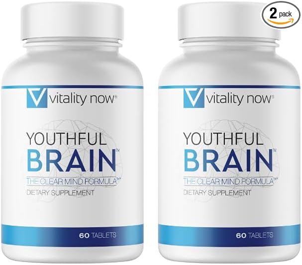 Youthful Brain 2 Bottle Bundle - Memory & Brain Health Support Supplement - Brain Booster Clarity with Bacopa Monnieri, Ginkgo Biloba, B12-60-Day Supply (120 Count)
