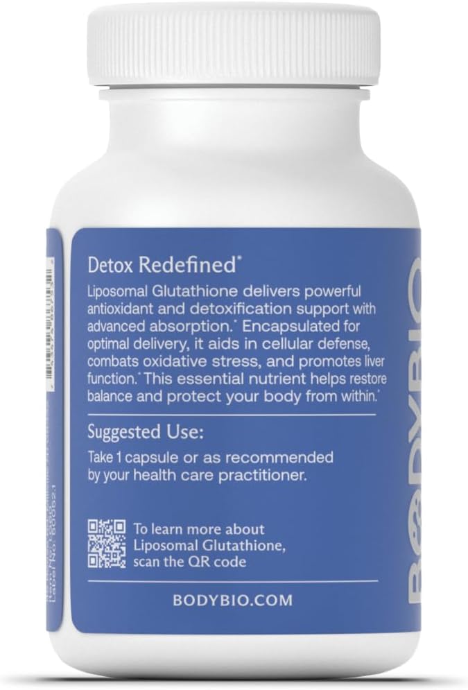 BodyBio Liposomal Glutathione - Master Antioxidant for Cellular Protection, Advanced Liposomal Absorption for Detox & Toxin Removal