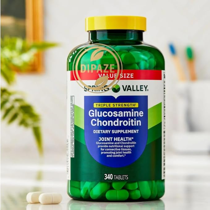 Spring Valley Glucosamine Chondroitin Dietary Supplement Tablets, Triple Strength Formula, 340 Count + Dipaze Gift (Container)
